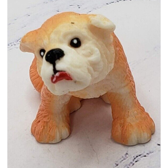 English Bulldog Brown and White Vintage 3 Inch Plastic Toy Figure - Picture 5 of 8